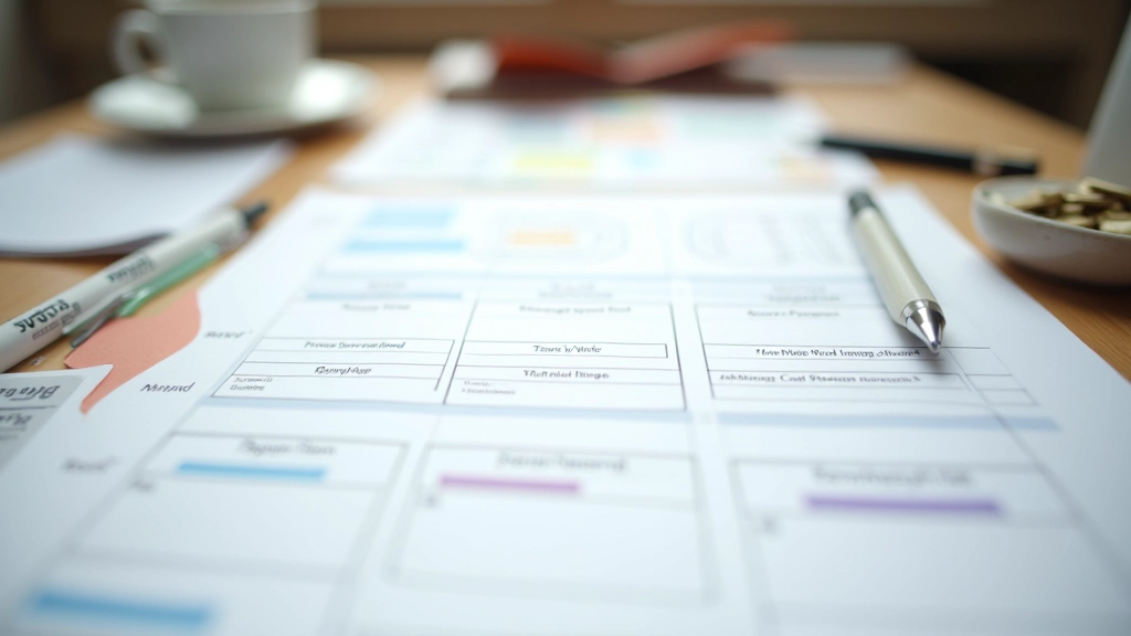 Content calendar spreadsheet showing keywords mapped to intent categories and content types
