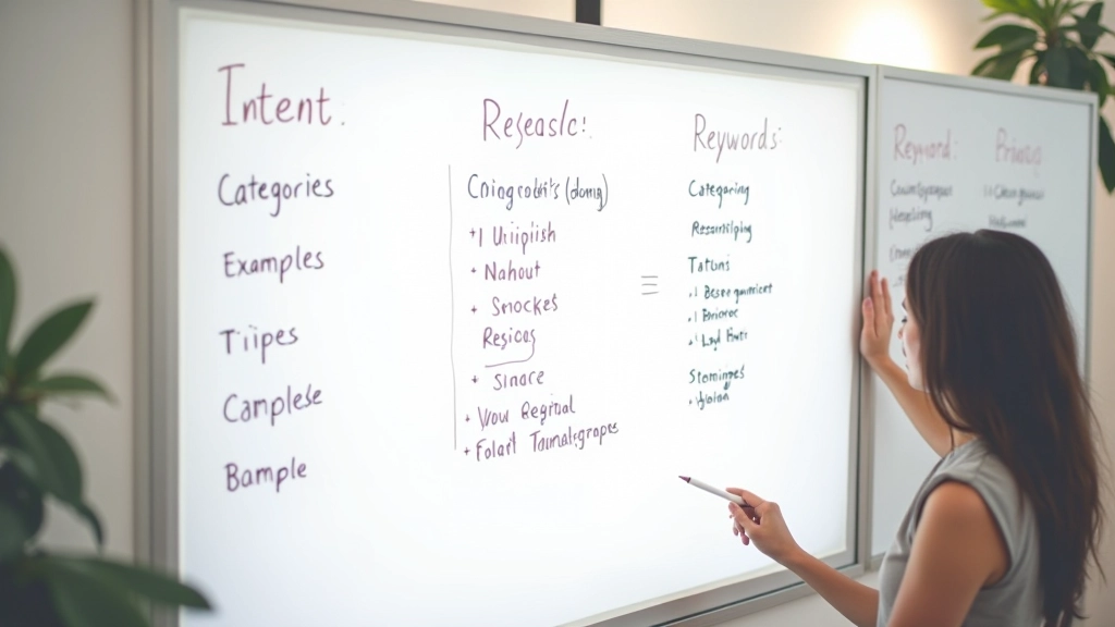 Four categories of search intent shown in diagram format with examples
