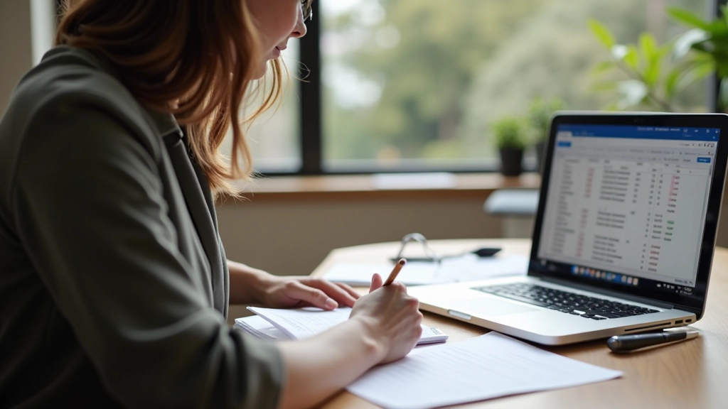 Person writing down keyword research notes with competitor analysis spreadsheet visible
